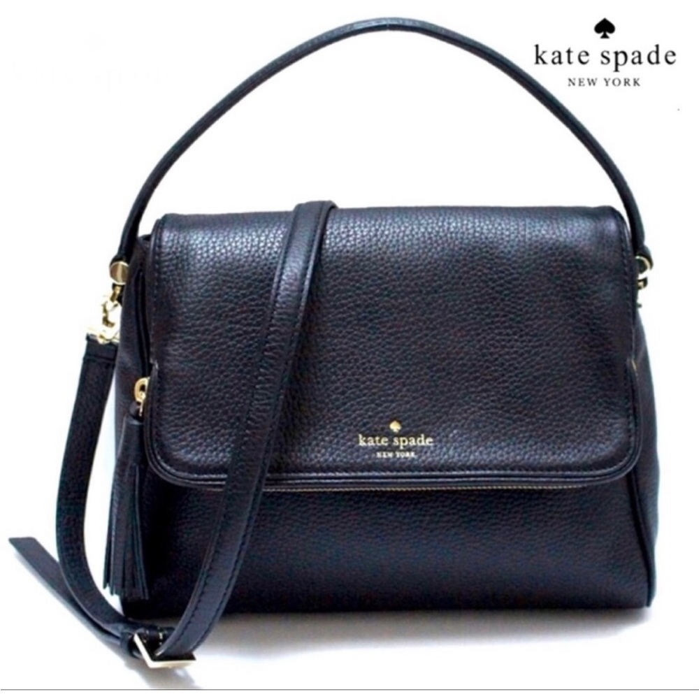 Kate Spade Chester Street black pebbled leather crossbody bag satchel